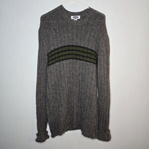 Vintage Old Navy 100% Lambswool Sweater Mens XL Grey Striped